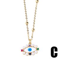 Mode Teufels Auge Kupfer Überzug Künstliche Perlen Zirkon Halskette Mit Anhänger 1 Stück main image 4
