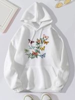 Women's Hoodie Long Sleeve Hoodies & Sweatshirts Printing Pocket Pastoral Butterfly main image 1