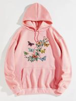 Women's Hoodie Long Sleeve Hoodies & Sweatshirts Printing Pocket Pastoral Butterfly main image 6