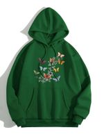 Women's Hoodie Long Sleeve Hoodies & Sweatshirts Printing Pocket Pastoral Butterfly main image 3