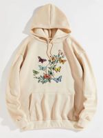 Women's Hoodie Long Sleeve Hoodies & Sweatshirts Printing Pocket Pastoral Butterfly main image 4