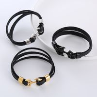 Casual Anchor Stainless Steel Plating Braid 18k Gold Plated Bracelets main image 6
