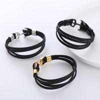 Casual Anchor Stainless Steel Plating Braid 18k Gold Plated Bracelets main image 8