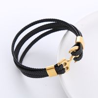 Casual Anchor Stainless Steel Plating Braid 18k Gold Plated Bracelets main image 1
