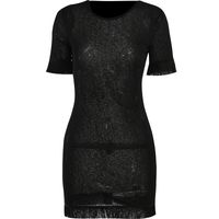 Sexy Solid Color Round Neck Short Sleeve Patchwork Spandex Polyester Short Mini Dress Sheath Dress main image 2