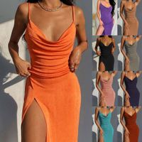 Women's Pencil Skirt Sexy Patchwork Sleeveless Solid Color Maxi Long Dress Banquet main image 6