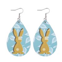1 Pair Fashion Rabbit Pu Leather Water Drop Easter Women's Drop Earrings sku image 1