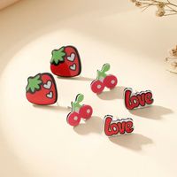 1 Pair Cute Sweet Simple Style Cherry Strawberry Alloy Fruit Women's Ear Studs main image 4