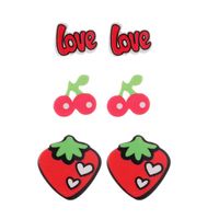 1 Pair Cute Sweet Simple Style Cherry Strawberry Alloy Fruit Women's Ear Studs main image 2