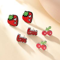 1 Pair Cute Sweet Simple Style Cherry Strawberry Alloy Fruit Women's Ear Studs main image 5