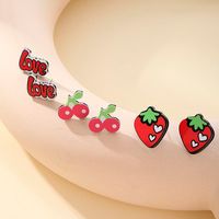 1 Pair Cute Sweet Simple Style Cherry Strawberry Alloy Fruit Women's Ear Studs main image 7