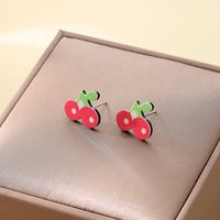 1 Pair Cute Sweet Simple Style Cherry Strawberry Alloy Fruit Women's Ear Studs sku image 1