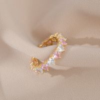 Fashion Heart Shape Copper Plating Zircon Open Ring main image 3