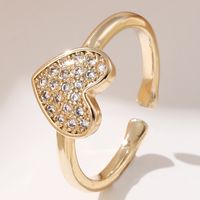 Fashion Heart Shape Copper Plating Zircon Open Ring sku image 1
