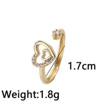 Fashion Heart Shape Copper Plating Zircon Open Ring main image 4