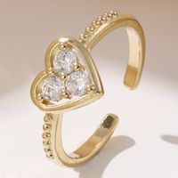 Fashion Heart Shape Copper Plating Zircon Open Ring sku image 4
