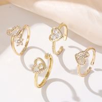 Fashion Heart Shape Copper Plating Zircon Open Ring main image 1