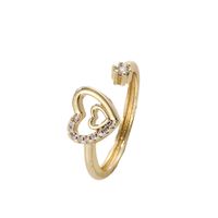 Fashion Heart Shape Copper Plating Zircon Open Ring main image 3