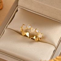 Mode Herzform Kupfer Überzug Opal Zirkon Ringe sku image 1