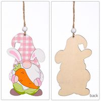 Birthday Rabbit Plaid Flower Wood Party Hanging Ornaments 1 Piece main image 4