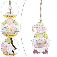 Birthday Rabbit Plaid Flower Wood Party Hanging Ornaments 1 Piece main image 3