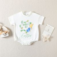 Easter Fashion Rabbit Letter Cotton Baby Rompers sku image 16