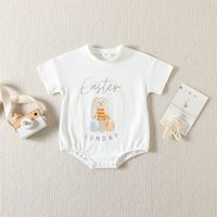 Easter Fashion Rabbit Letter Cotton Baby Rompers sku image 9