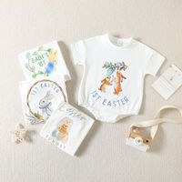 Easter Fashion Rabbit Letter Cotton Baby Rompers main image 1