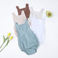 Fashion Solid Color Linen Baby Rompers main image 2