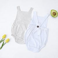 Fashion Solid Color Linen Baby Rompers main image 4