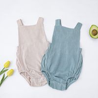 Fashion Solid Color Linen Baby Rompers main image 3