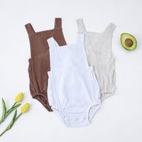 Fashion Solid Color Linen Baby Rompers main image 5