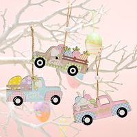Easter Letter Car Carrot Wood Party Hanging Ornaments 1 Piece main image 6