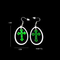 1 Pair Cartoon Style Rabbit Cross Oval Arylic Printing Easter Kid's Ear Hook sku image 4