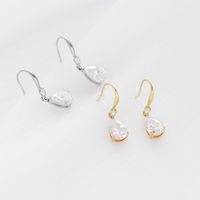 Fashion Water Droplets Titanium Steel Plating Zircon Drop Earrings 1 Pair main image 1