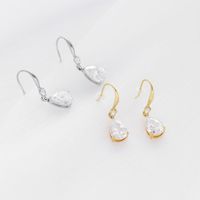 Fashion Water Droplets Titanium Steel Plating Zircon Drop Earrings 1 Pair main image 6