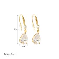 Fashion Water Droplets Titanium Steel Plating Zircon Drop Earrings 1 Pair sku image 2