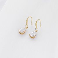 Fashion Water Droplets Titanium Steel Plating Zircon Drop Earrings 1 Pair main image 3