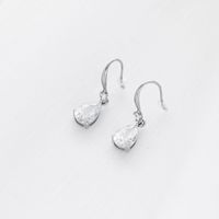 Fashion Water Droplets Titanium Steel Plating Zircon Drop Earrings 1 Pair sku image 1
