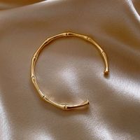 Ins Style Solid Color Titanium Steel Copper Gold Plated Bangle In Bulk sku image 2