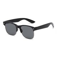 Hip-hop Geometric Glass Cat Eye Half Frame Men's Sunglasses sku image 1