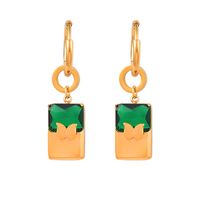 Retro Square Butterfly Titanium Steel Inlay Zircon Drop Earrings 1 Pair main image 3