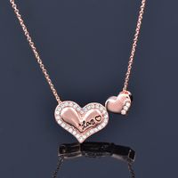 1 Piece Fashion Heart Shape Alloy Plating Zircon Women's Pendant Necklace sku image 1