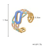 Fashion Chains Print Stainless Steel Asymmetrical Enamel Plating Open Ring 1 Piece main image 4