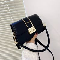 Women's All Seasons Pu Leather Solid Color Streetwear Metal Button Square Flip Cover Handbag main image 1