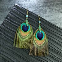 1 Pair Ethnic Style Owl Feather Patchwork Women's Drop Earrings main image 4