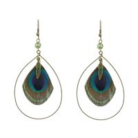 1 Pair Ethnic Style Owl Feather Patchwork Women's Drop Earrings sku image 3