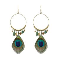 1 Pair Ethnic Style Owl Feather Patchwork Women's Drop Earrings main image 5