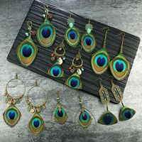 1 Pair Ethnic Style Owl Feather Patchwork Women's Drop Earrings main image 1