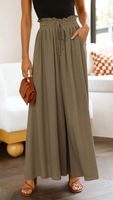 Casual Solid Color Polyester Full Length Wide Leg Pants sku image 23